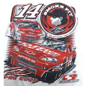 Tony Stewart Smoke Pit Racing Fan Club T-Shirt 2X White Red Graphic Tee NASCAR A